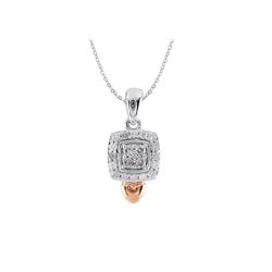 TT STERLING SILVER PINK GOLD PLATED DIAMOND PENDANT (#9814D)