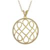 Image 1 : Matte Gold Plated Sterling Silver, 30Mm Circle, Swirl Design CZ Pendant, 1.5"