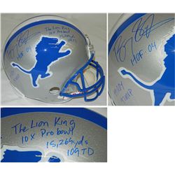 Barry Sanders Signed Lions Riddell Throwback Proline Helmet W/7 Inscriptions