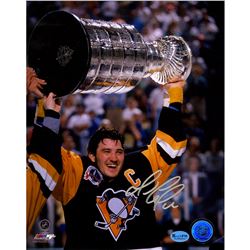 Mario Lemieux Signed 1991 Raising The Cup (Player) 8X10 Photo  )( Reichpm Auth)