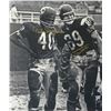 Image 1 : Gale Sayers & Mike Ditka Dual Signed Chicago Bears Standing On Field B&W 16X20 Photo