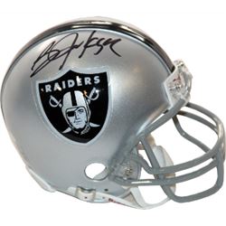 Bo Jackson Signed Oakland Raiders Replica Mini Helmet (Black Sig-Center)- Steiner Hologram