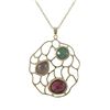 Image 1 : Gold Plated Sterling Silver Pendant With Multi Color Semi Precious Stones, 2.24