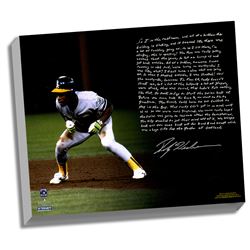 Rickey Henderson Facsimile World Series Earthquake Story Stretched  16X20 Canvas