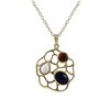 Image 1 : Gold Plated Sterling Silver Pendant With Dark Multi Color Semi Precious Stones- 1.26"