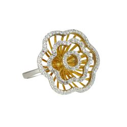 Sterling Silver Two Tone Flower Ring