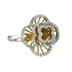 Sterling Silver Two Tone Flower Ring