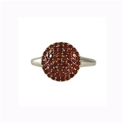 Gold Plated Sterling Silver 10Mm Round Circle With Orange CZ Ring, Size 5