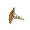 Image 2 : Carnelian Cat's Eye Semi Precious Faceted Stone With CZ Border, On Gold Plated Sterling Silver Adjus