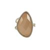 Image 1 : Peach Cat's Eye Semi Precious Faceted Stone With CZ Border, On Gold Plated Sterling Silver Adjustabl