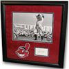Image 1 : Bob Feller Signed Index Card Cleveland Indians 8X10 B&W Photo Custom Framed With Patch Minor Scratch