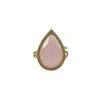 Image 1 : Rose Quartz Semi Precious 13X20 Faceted Teardrop Stone, Gold Plated Sterling Silver CZ Adjustable Ri