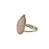 Image 2 : Rose Quartz Semi Precious 13X20 Faceted Teardrop Stone, Gold Plated Sterling Silver CZ Adjustable Ri