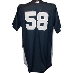 Dave Eiland #58 Yankees 2010 Spring Training Game Used Road Navy Jersey (Silver Logo) (48)