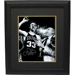 Larry Bird Signed Boston Celtics 16X20 B&W Cigar Celebration Photo W/Auerbach Custom Framed- Bird Ho