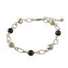 Image 1 : Poppy Jasper Semi Precious Stone And Gold Ball On Gold Tone Sterling Silver Link Chain -7