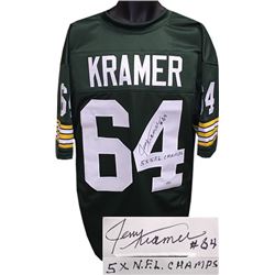 Jerry Kramer Signed Green Bay Packers Green TB Prostyle Jersey 5X NFL Champs XL