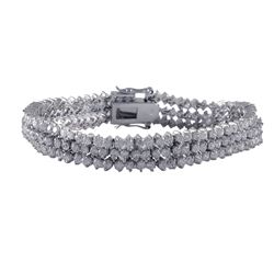 Sterling Silver-CZ 3 Row Bracelet