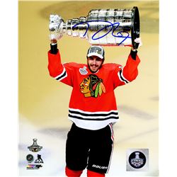 Trevor Van Riemsdyk Signed Chicago Blackhawks 2015 Stanley Cup Trophy 8X10 Photo
