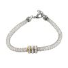Image 1 : Silver Color Mesh With Beads Bracelet. 3 Round Rondells With White Czs.