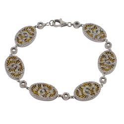 Sterling Silver Two Tone Oval Bracelet