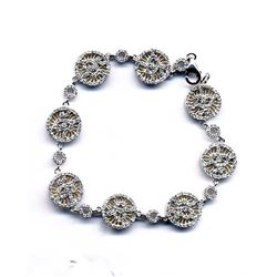 Sterling Silver-Two Tone CZ Circle Bracelet