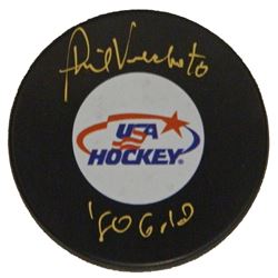 Phil Verchota Signed USA Hockey Logo Hockey Puck W/80 Gold