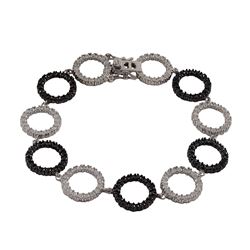 Sterling Silver CZ Circle Bracelet With Black And White Czs