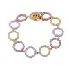 Image 1 : Sterling Silver Tri Color Circle CZ Bracelet -7.5