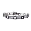 Image 2 : Sterling Silver Black And White CZ Bracelet -Two Row With Squares