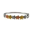 Image 1 : Tri Color Flowers With White CZ Center Silver Color Brass Bangle, 35Mm