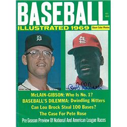 Bob Gibson Signed St. Louis Cardinals Baseball Illustrated Full Magazine 1969