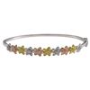 Image 1 : Tri Color Flowers With White CZ Center Silver Color Brass Bangle, 57Mm