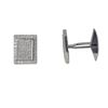 Image 1 : Rhodium Plated Sterling Silver Rectangular White CZ Cufflink