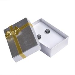 Silver Box With Gold Bow-Tie Large Earring Box