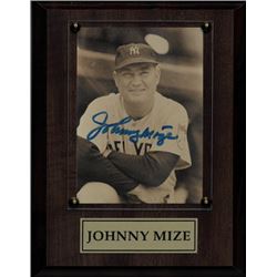 Johnny Mize Signed New York Yankees Sepia 3.5X5 Photo Mounted On Plaque (6X8)