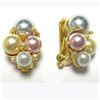 Image 1 : Sterling Silver-CZ Pearl Cluster Clip On
