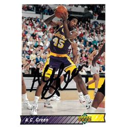 AC Green Signed Los Angeles Lakers 1992-93 Upper Deck Basketball Trading Card #195