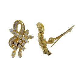 Gold Tone Sterling Silver CZ Clip Earrings -0.94