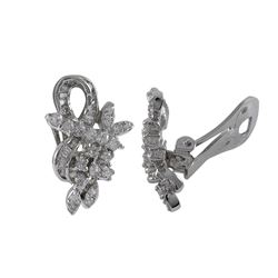 Sterling Silver CZ Clip Earrings- 0.94