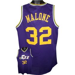 Karl Malone Utah Jazz Unsigned Purple TB Pro Style Jersey XL