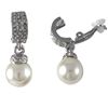 Image 1 : Silver Tone Alloy Hoop Clip Earrings With Crystals And Pearl -1.3