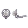 Image 1 : Sterling Silver CZ With 8Mm White Pearl Clip Earrings- 0.56