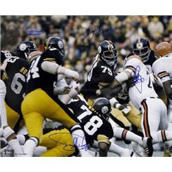 Joe Greene Signed Pittsburgh Steelers Steel Curtain 16X20 Photo Color Action 4 Signatures