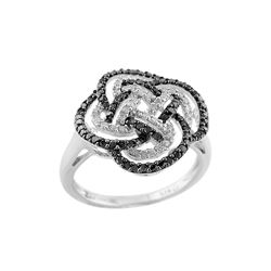 SS BLACK / WHITE DIAMOND RING - Size 7 (#9170D-BLK)