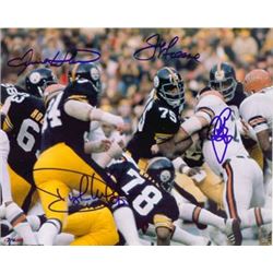 Joe Greene Signed Pittsburgh Steelers Steel Curtain 8X10 Photo Color Action 4 Signatures