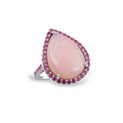 SS PINK OPAL / PINK SAPPHIRE RING - Size 7 (#9833MUL)