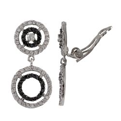 Sterling Silver Clip On Earrings, White & Black Czs