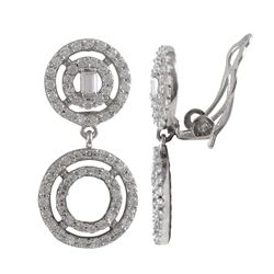 Sterling Silver Double Circle CZ Clip On Earrings- 1.10