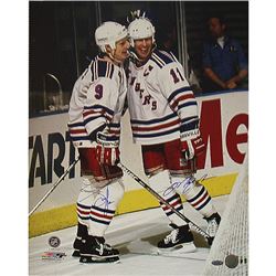 Adam Graves/ Mark Messier Dual Signed Celebration Behind The Goal 16X20 Photo